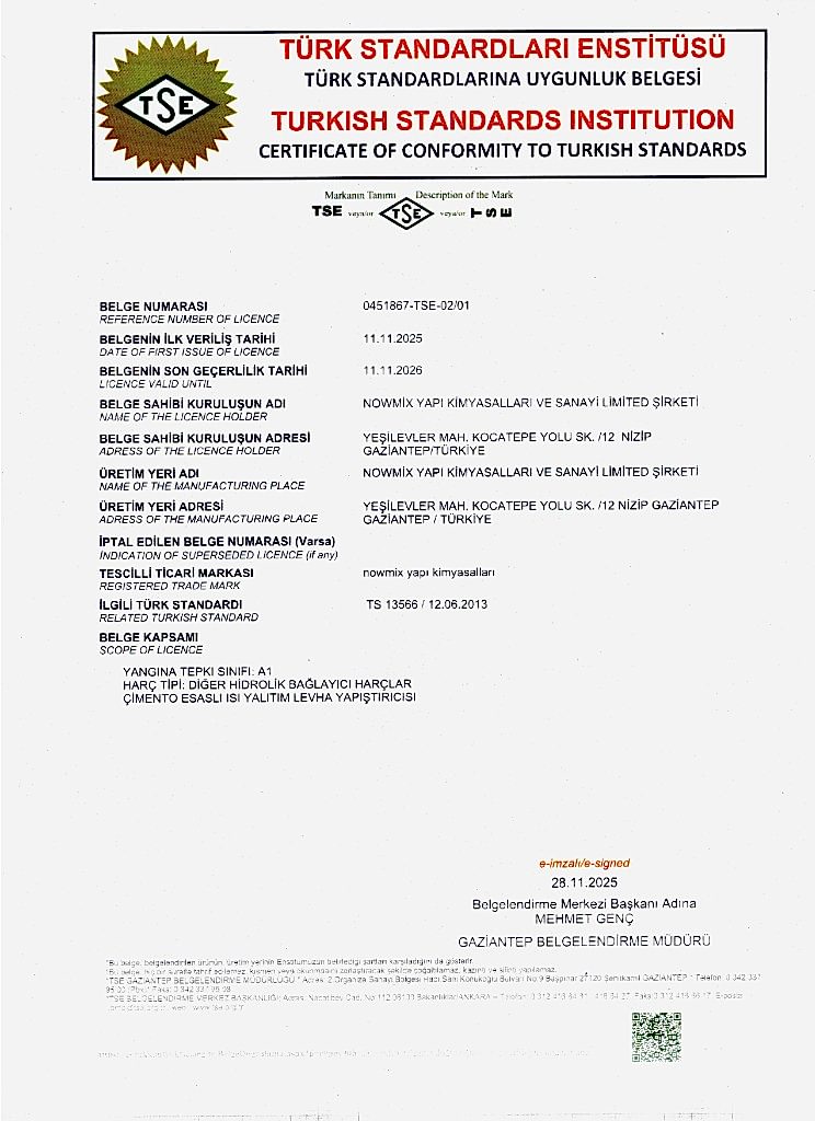 TSE Levha Yapıştırıcı Belgesi